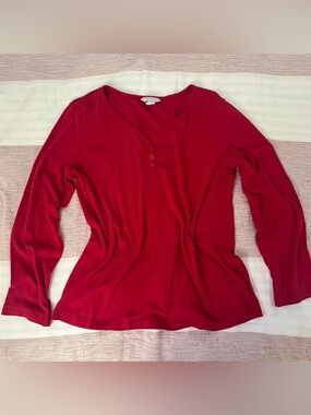 Red Charter Club long sleeve top with button detail